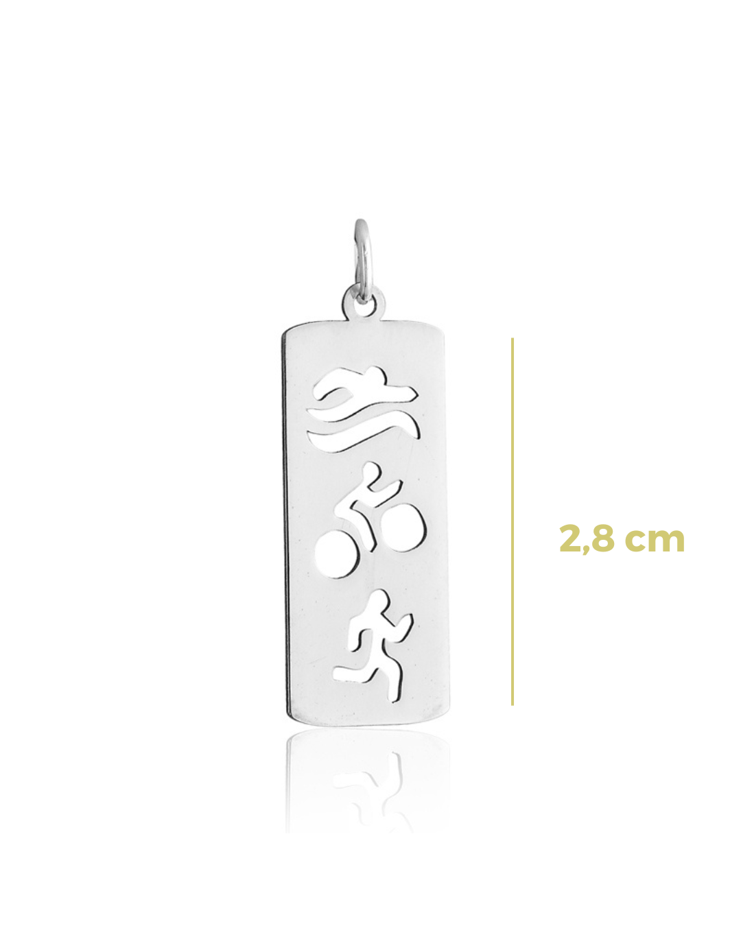 Collar con placa de triatlón de plata de 45 cm – Supera tus límites