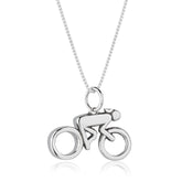 Collar de plata de ley 925 con colgante de bicicleta ciclista