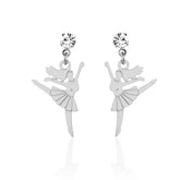 Pendientes de bailarina bañados en rodio